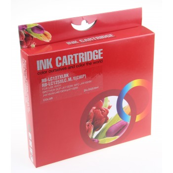 Set of 4 Compatible Brother LC127XL/LC125XLVALBP High Yield Black Cyan Magenta & Yellow Inkjet Cartridges