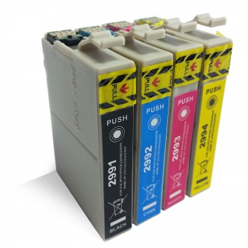 Set of 4 Compatible Epson 29XL (T2996) High Yield Black Cyan Magenta & Yellow Inkjet Cartridges Set of 4 Compatible Epson 29XL (T2996) High Yield Black Cyan Magenta & Yellow Inkjet Cartridges