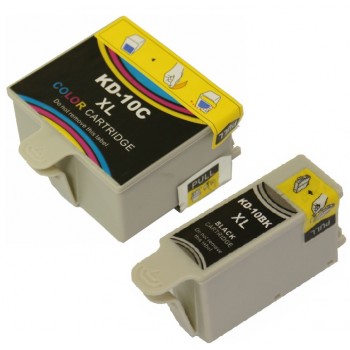 Set of 2 Compatible Kodak 10B + 10C High Yield Black & Tri-Colour Inkjet Cartridges
