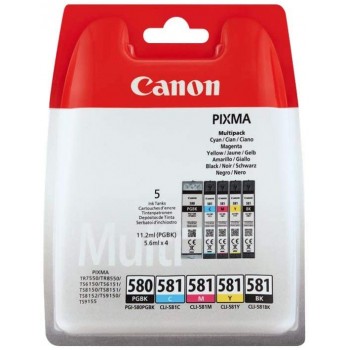 Canon PGI-580 Bk & CLI-581 BkCMY Full Set of 5 Genuine Ink Cartridges Canon PGI-580 Bk & CLI-581 BkCMY Full Set of 5 Genuine Ink Cartridges